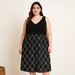 Torrid NWT Black & White Plaid Midi Dress Women’s Plus Size 18